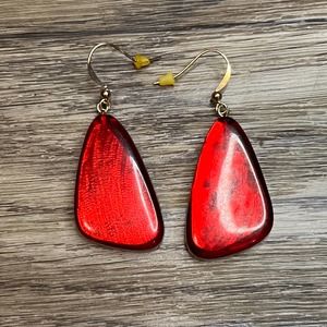 Red Earrings with gold hardware